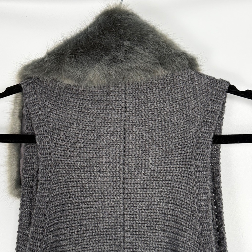 Kaufman Franco Mob Wife Faux Fur Collar Waterfall Draped Knit Vest Womens Large - Picture 7 of 10